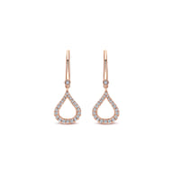 14k Rose Gold Open Teardrop Diamond Drop Earrings