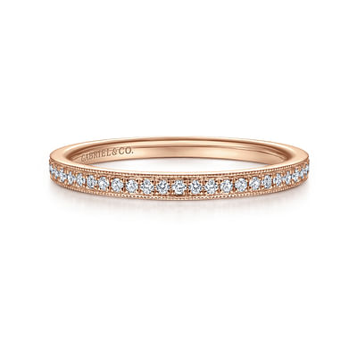 14k Rose Gold Pave Diamond Eternity Stackable Ring
