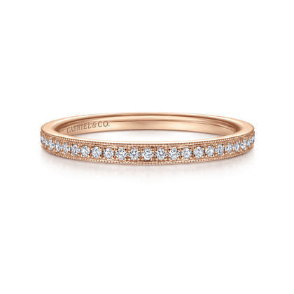 14k Rose Gold Pave Diamond Eternity Stackable Ring