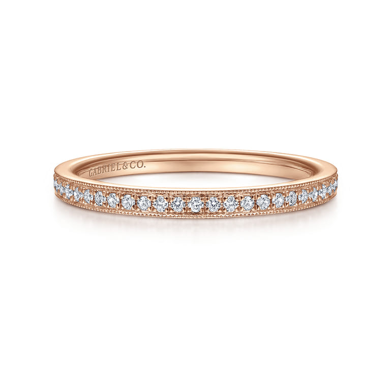 14k Rose Gold Pave Diamond Eternity Stackable Ring - 0.12 ct - Shot 1