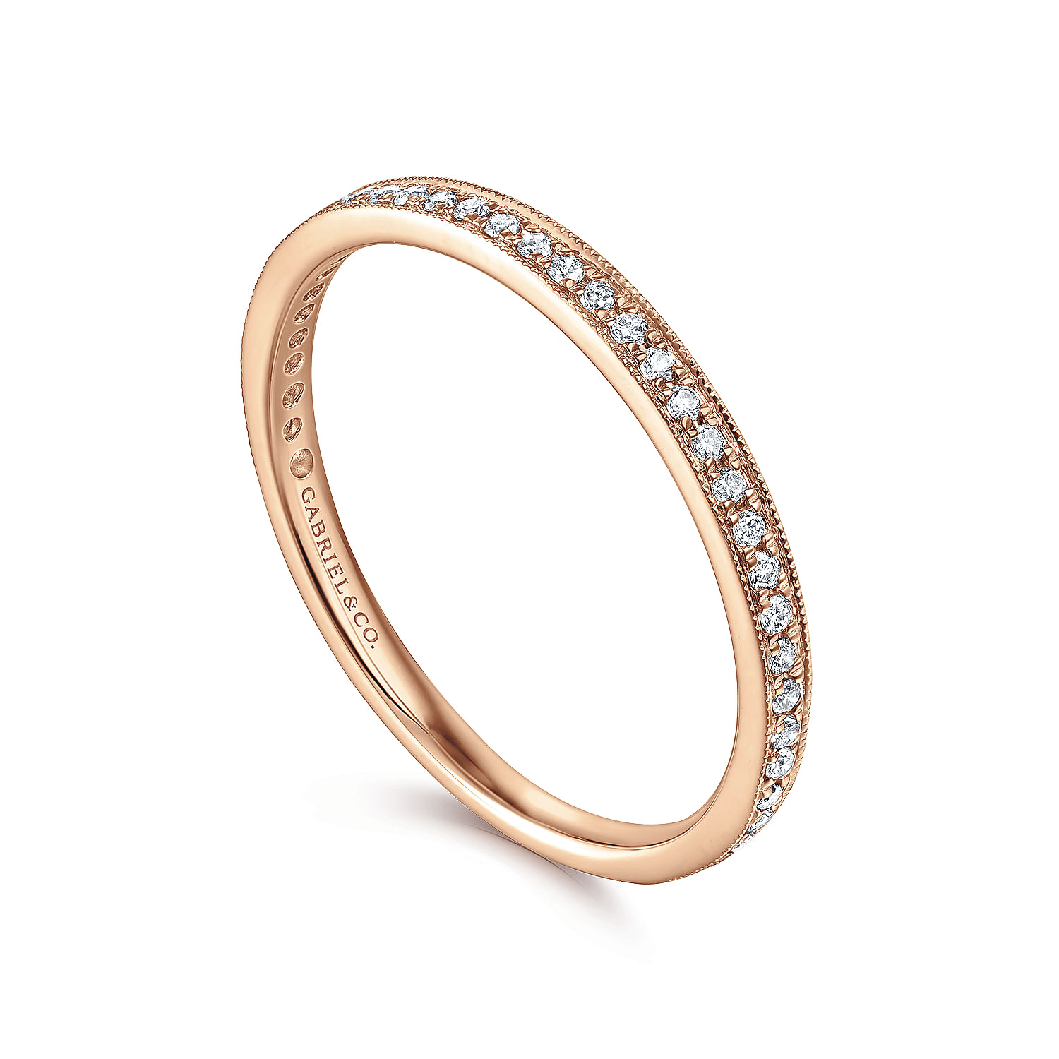 14k Rose Gold Pave Diamond Eternity Stackable Ring - 0.12 ct - Shot 3