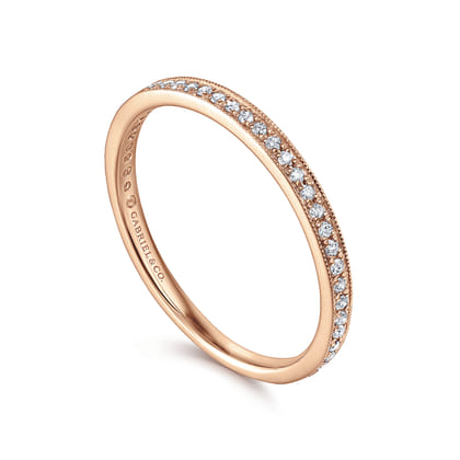 14k Rose Gold Pave Diamond Eternity Stackable Ring