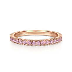 14k Rose Gold Pink Sapphire Stackable Ring