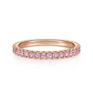 14k Rose Gold Pink Sapphire Stackable Ring