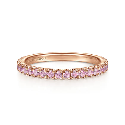 14k Rose Gold Pink Sapphire Stackable Ring