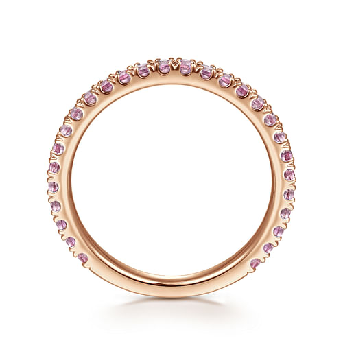 14k Rose Gold Pink Sapphire Stackable Ring - Shot 2