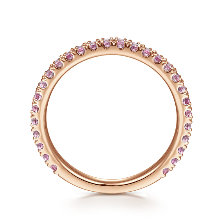14k Rose Gold Pink Sapphire Stackable Ring - Shot 2