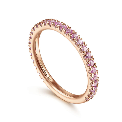 14k Rose Gold Pink Sapphire Stackable Ring - Shot 3