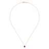 14k Rose Gold Round Cut Diamond Halo  Pink Tourmaline Pendant Necklace - 0.06 ct