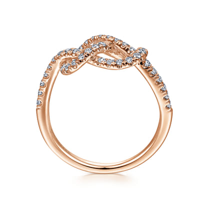 14k Rose Gold Twisted Diamond Infinity Knot Ring