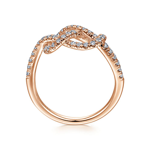 14k Rose Gold Twisted Diamond Knot Eternity Ring - 0.4 ct - Shot 2