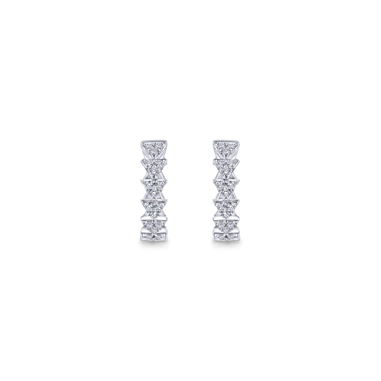 14k White Gold 10mm Stacked Triangle Diamond Huggies - 0.25 ct - Shot 3