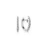 14k White Gold 15mm Slim Scalloped Diamond Huggie Earrings - 0.22 ct