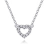 14k White Gold Dainty Diamond Open Heart Necklace - 0.09 ct