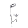 14k White Gold Diamond Lotus Stud With Chain Drop And Diamond Single Ear Cuff - 0.4 ct