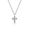 14k White Gold Orb Diamond Cross Necklace - 0.02 ct