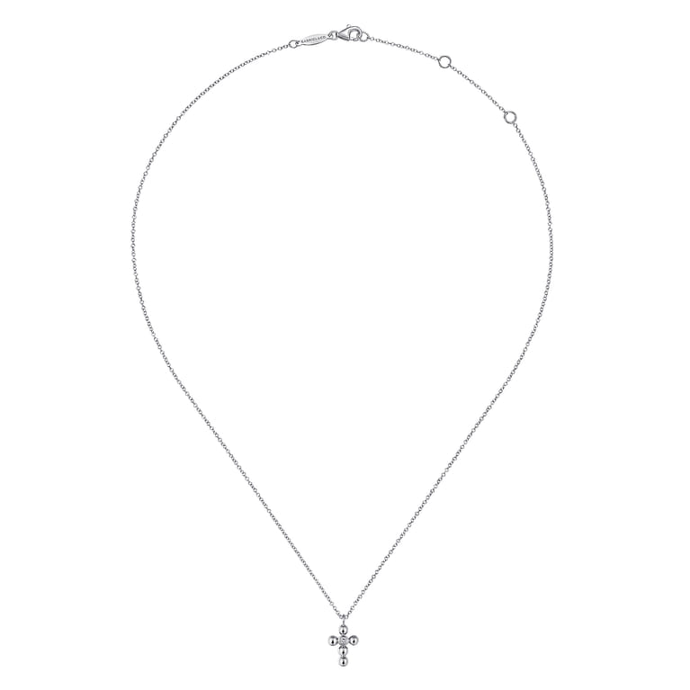 14k White Gold Orb Diamond Cross Necklace - 0.02 ct - Shot 2