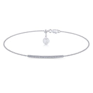14k White Gold Pave Diamond Bar Chain Bracelet