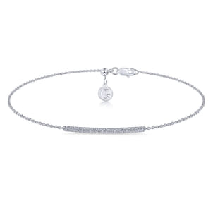 14k White Gold Pave Diamond Bar Chain Bracelet