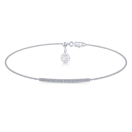 14k White Gold Pave Diamond Bar Chain Bracelet