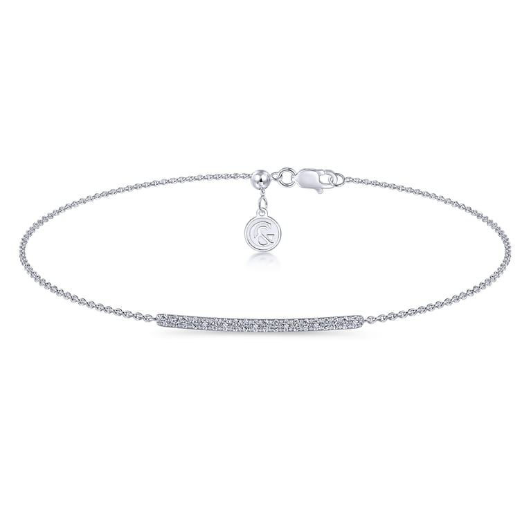 14k White Gold Pave Diamond Bar Chain Bracelet - 0.1 ct - Shot 1