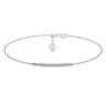 14k White Gold Pave Diamond Bar Chain Bracelet - 0.1 ct