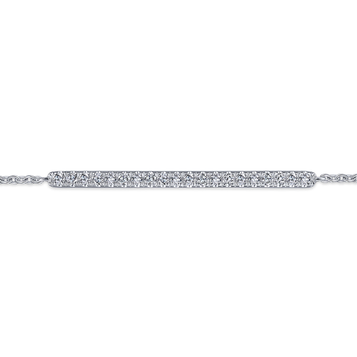 14k White Gold Pave Diamond Bar Chain Bracelet