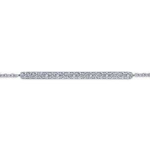 14k White Gold Pave Diamond Bar Chain Bracelet