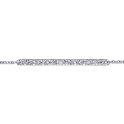 14k White Gold Pave Diamond Bar Chain Bracelet