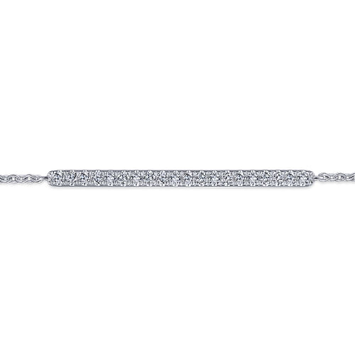 14k White Gold Pave Diamond Bar Chain Bracelet - 0.1 ct - Shot 2