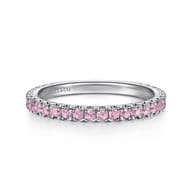 14k White Gold Pink Sapphire Stackable Ring