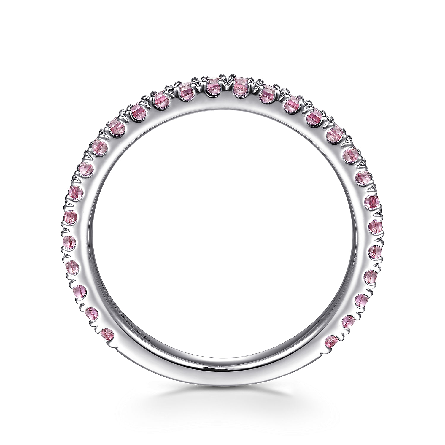14k White Gold Pink Sapphire Stackable Ring - Shot 2