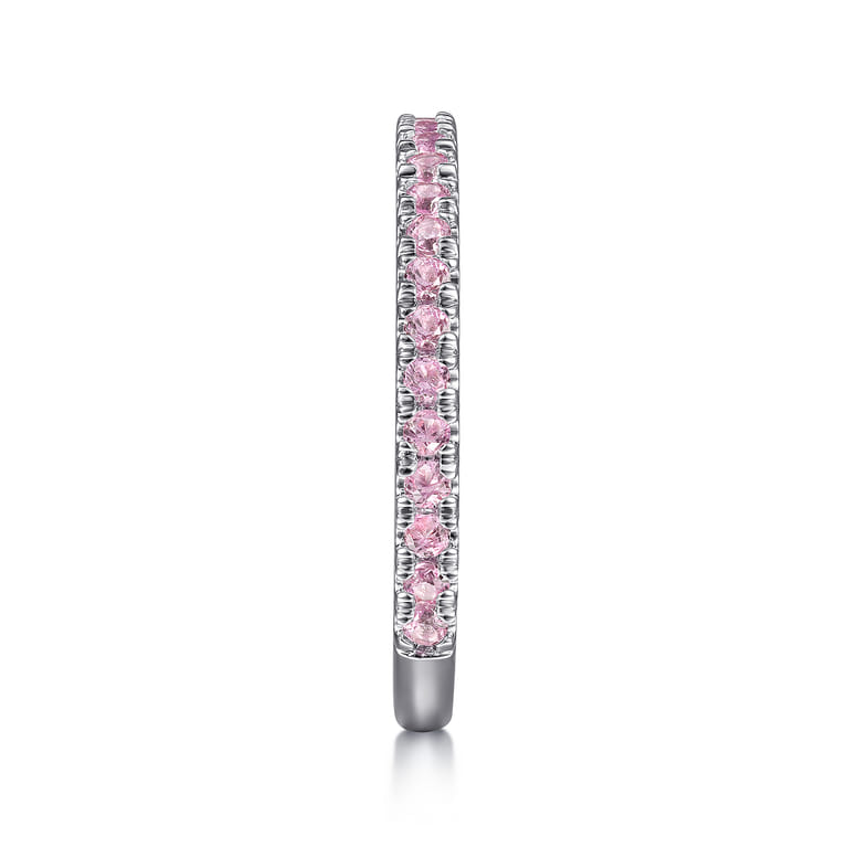 14k White Gold Pink Sapphire Stackable Ring - Shot 4