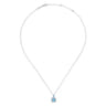 14k White Gold Round Swiss Blue Topaz Diamond Halo Pendant Necklace - 0.22 ct