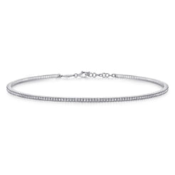 14k White Gold Straight Pave Diamond Choker Necklace