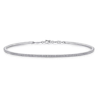 14k White Gold Straight Pave Diamond Choker Necklace
