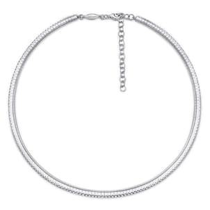 14k White Gold Straight Pave Diamond Choker Necklace