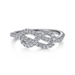 14k White Gold Twisted Diamond  Infinity Knot Ring