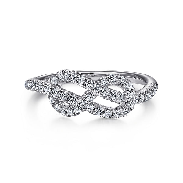 14K White Gold Diamond Infinity Symbol Knot Ring 14K White Gold Diamond Infinity Symbol Knot Ring