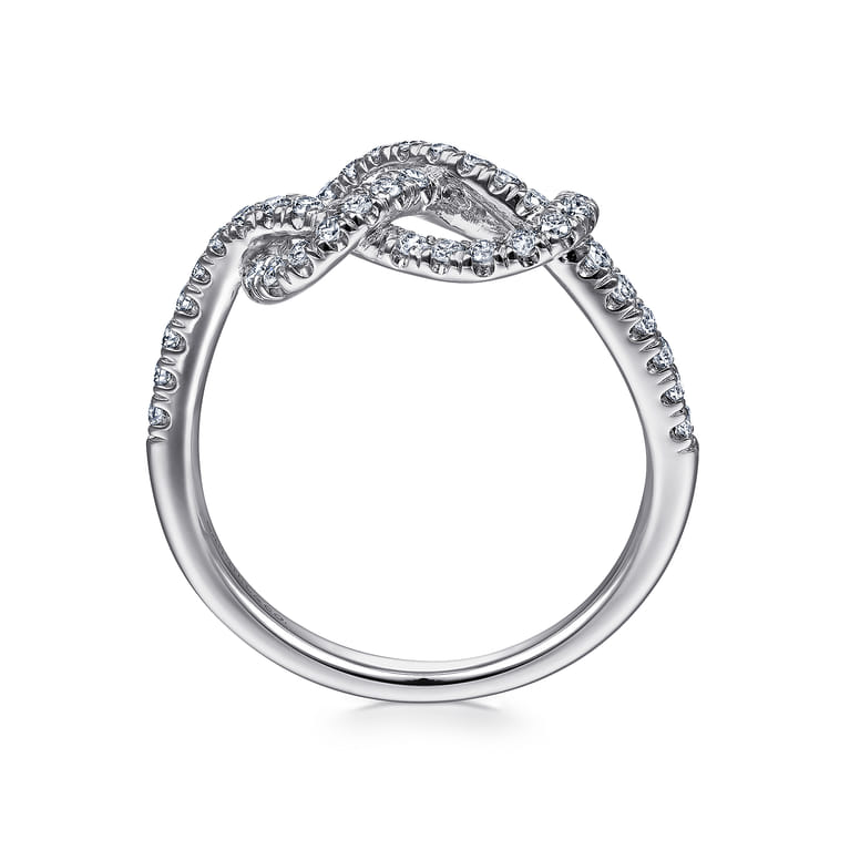 14k White Gold Twisted Diamond  Infinity Knot Ring - 0.4 ct - Shot 2