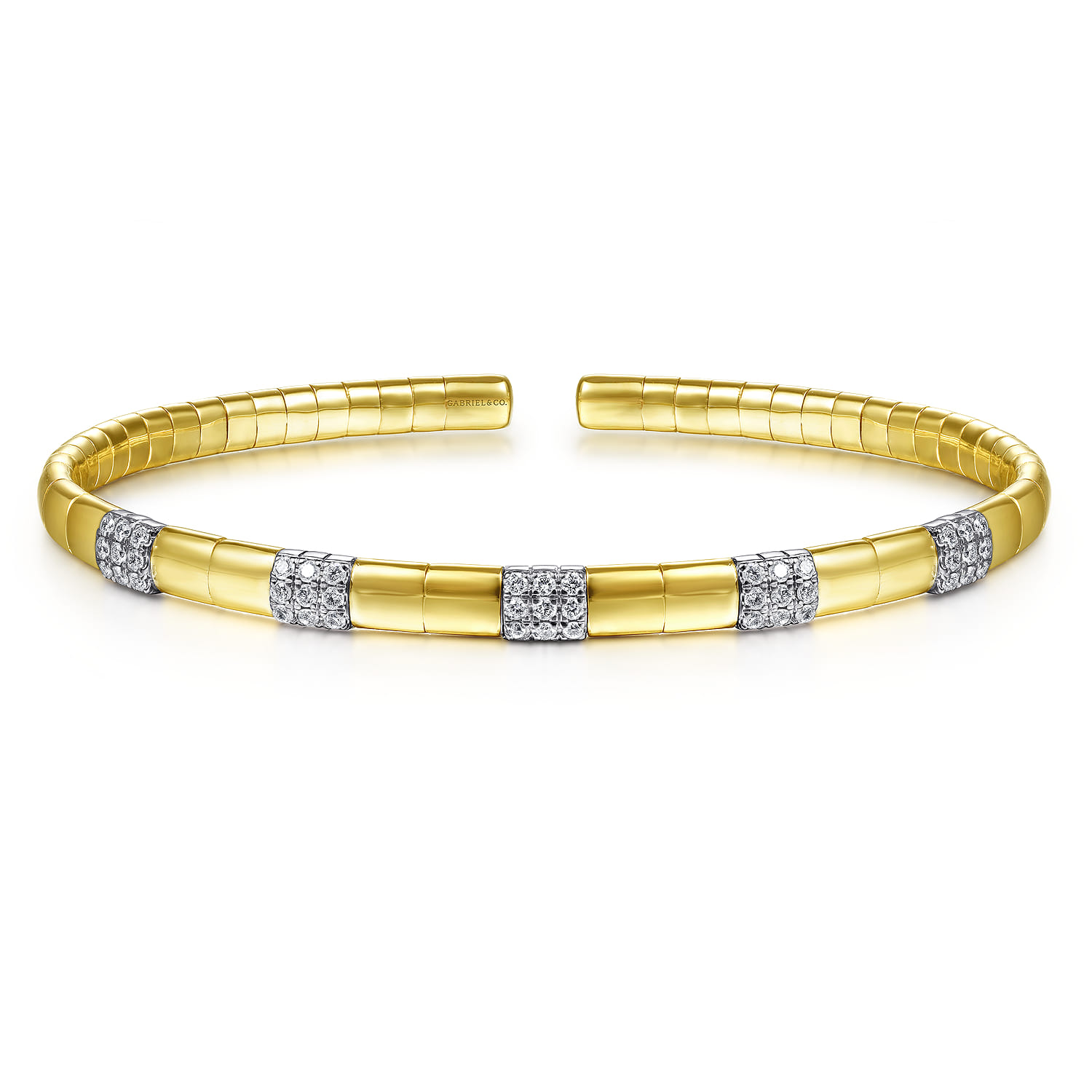 14k White and Yellow Gold Diamond Bangle - 0.4 ct - Shot 1