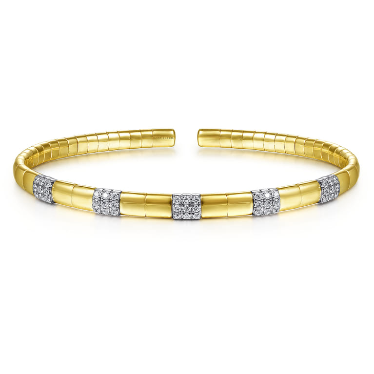 14k White and Yellow Gold Diamond Bangle - 0.4 ct - Shot 1