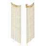 14k Yellow Gold Curved Bar And Waterfall Chain Earrings