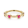 14k Yellow Gold Diamond and Ruby Stackable Ring - 0.1 ct