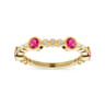 14k Yellow Gold Diamond and Ruby Stackable Ring - 0.1 ct