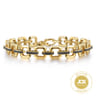 14k Yellow Gold Men's Link Chain Tennis Bracelet with Black Spinel Connectors