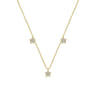 14k Yellow Gold Pave Diamond Star Station Necklace - 0.1 ct