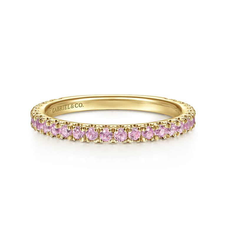 14k Yellow Gold Pink Sapphire Stackable Ring - Shot 1