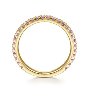 14k Yellow Gold Pink Sapphire Stackable Ring