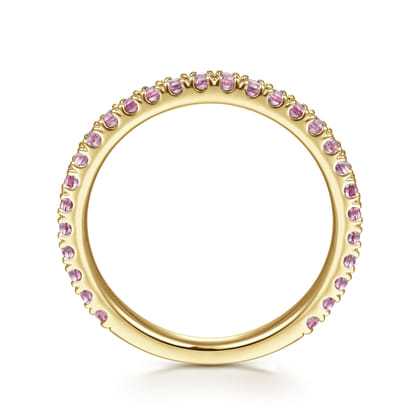 14k Yellow Gold Pink Sapphire Stackable Ring